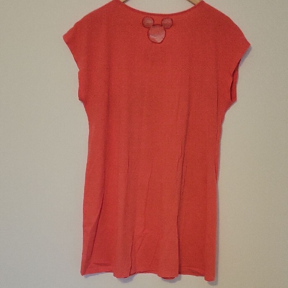 Disney Parks Mickey & Minnie Mouse Graphic Sleep Shirt / Tee - Coral Size L - Picture 3 of 4